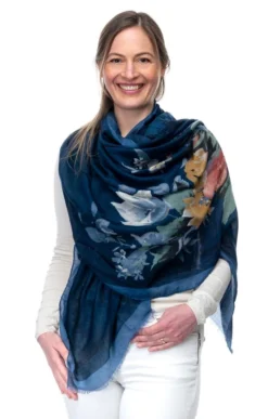 Ladies Amalia Large Scarf -House Of Bruar TD23013NAVY 2