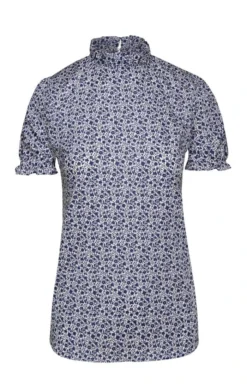 Ladies Ruffle T Shirt<br>Made With Liberty Fabric 18 Ladies Ruffle T Shirt<br>Made With Liberty Fabric -House Of Bruar TN07508NAVYLOVESTEMS 1