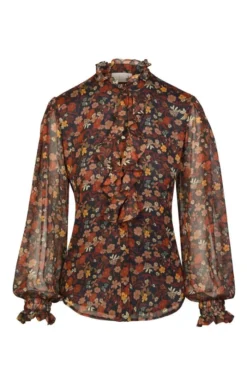 Ladies Chiffon Frill Blouse 8 Ladies Chiffon Frill Blouse -House Of Bruar TN22147AUTUMNNIGHT 1