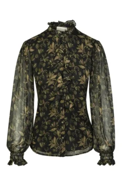 Ladies Chiffon Frill Blouse 10 Ladies Chiffon Frill Blouse -House Of Bruar TN22147LYCANNOIRPAISLEY 1