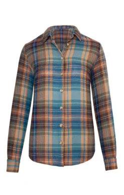 Ladies Wool Blend Checked Shirt -House Of Bruar TN22152MADRASMALLARD 1
