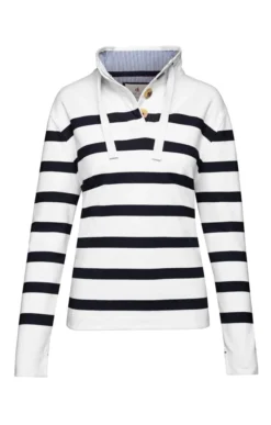 Ladies Button Neck Sweatshirt 15 Ladies Button Neck Sweatshirt -House Of Bruar TN22515OFFWHITENAVY 1