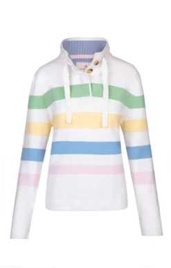 Ladies Button Neck Sweatshirt 17 Ladies Button Neck Sweatshirt -House Of Bruar TN22515PASTELWIDESTRIPE 1