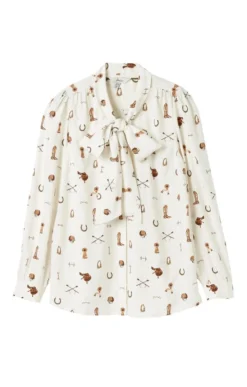 Ladies Joules Everly Tie Neck Blouse -House Of Bruar TN22670EQUESTRIAN 2