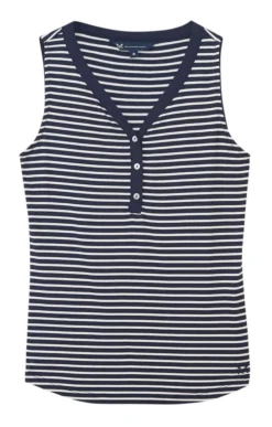 Ladies Crew Clothing Henley Vest Top 9 Ladies Crew Clothing Henley Vest Top -House Of Bruar TN23268NAVYWHITE 2