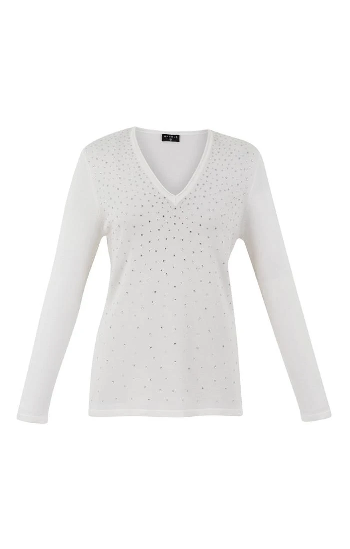 Ladies Marble Diamonte V Neck Jumper 2 Ladies Marble Diamonte V Neck Jumper - Image 2