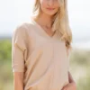 Ladies Marble Relaxed Fit V-Neck Sweater