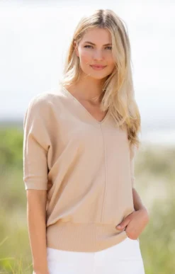 Ladies Marble Relaxed Fit V-Neck Sweater