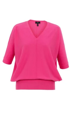 Ladies Marble Relaxed Fit V-Neck Sweater -House Of Bruar TN23573PINK 1