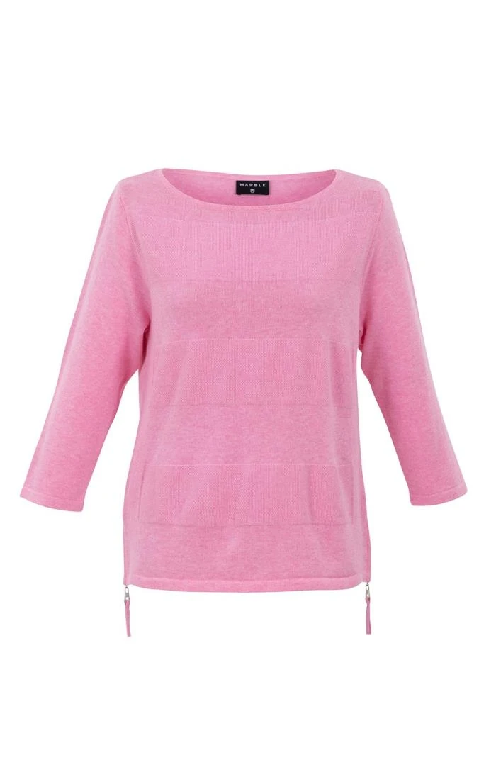 Ladies Marble Side Zip Knit Stripe Sweater 1 Ladies Marble Side Zip Knit Stripe Sweater