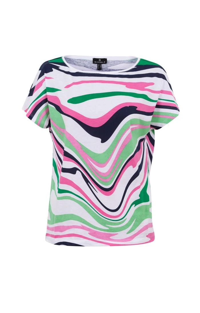 Ladies Marble Multi Wave Print Top 1 Ladies Marble Multi Wave Print Top