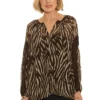Ladies Pomodoro Blurred Zebra Blouse