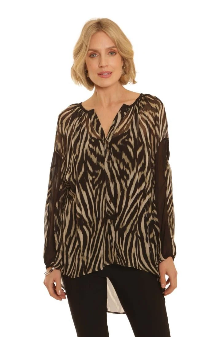 Ladies Pomodoro Blurred Zebra Blouse 1 Ladies Pomodoro Blurred Zebra Blouse