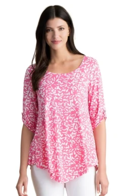 Ladies Marble Print Scoop Neck Tunic