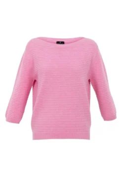 Ladies Marble Boat Neck Ribbed Sweater 5 Ladies Marble Boat Neck Ribbed Sweater -House Of Bruar TN23785PINK 2