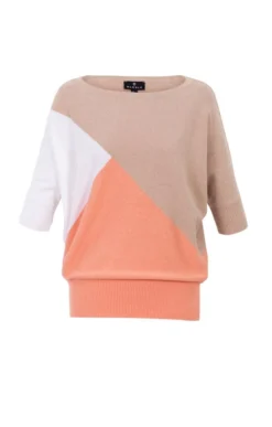 Ladies Marble Blouson Effect Sweater -House Of Bruar TN23787BEIGEWHTORNGE 2
