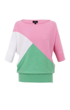Ladies Marble Blouson Effect Sweater -House Of Bruar TN23787PINKGREENWHITE 1