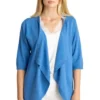 Ladies Marble Ribbed Detail Waterfall Cardigan