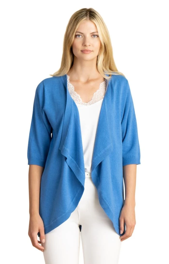 Ladies Marble Ribbed Detail Waterfall Cardigan 1 Ladies Marble Ribbed Detail Waterfall Cardigan