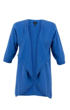 Ladies Marble Ribbed Detail Waterfall Cardigan 6 Ladies Marble Ribbed Detail Waterfall Cardigan -House Of Bruar TN23789BLUE 2