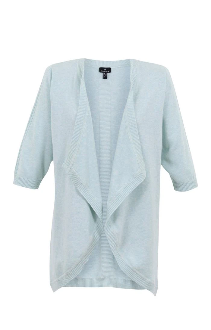 Ladies Marble Ribbed Detail Waterfall Cardigan 4 Ladies Marble Ribbed Detail Waterfall Cardigan - Image 4