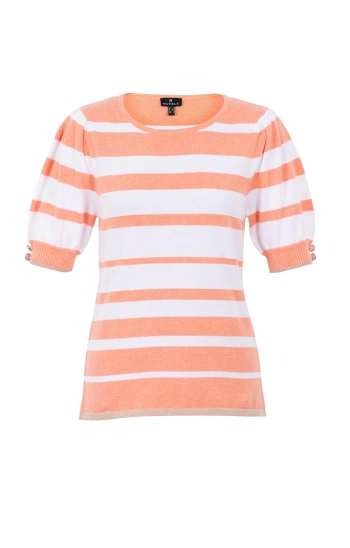 Ladies Marble Puff Sleeve Crew Neck Sweater 1 Ladies Marble Puff Sleeve Crew Neck Sweater