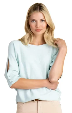 Ladies Marble Elbow Split Sweater