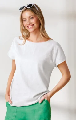 Ladies Linen Mix Crew Top