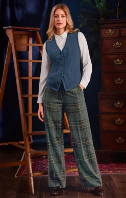 Ladies Wide Leg Flannel Trousers