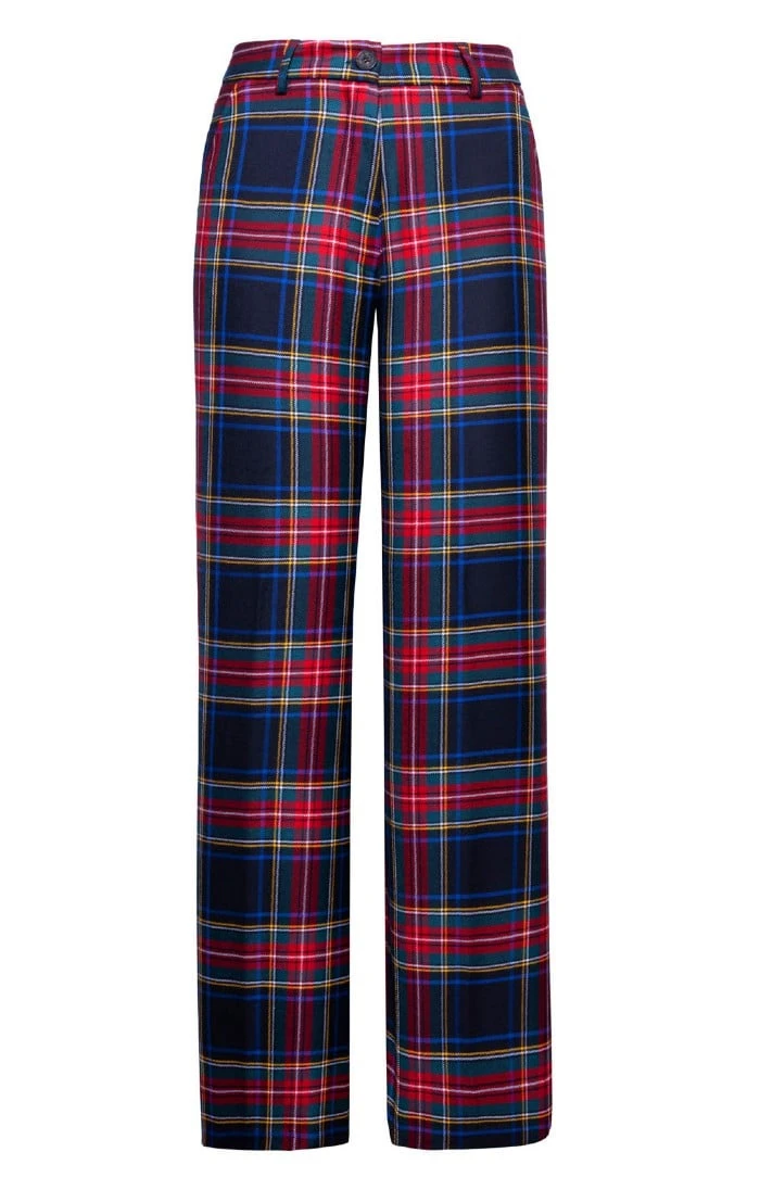 Ladies Wide Tartan Trousers 2 Ladies Wide Tartan Trousers - Image 2