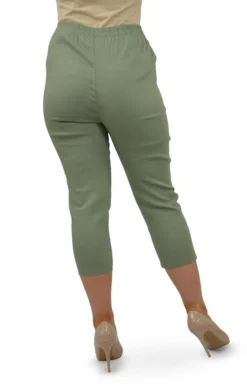 Ladies Elastic Crop Trousers -House Of Bruar TP23015KHAKI 1