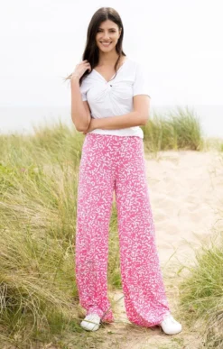 Ladies Marble Print Wide Leg Trousers