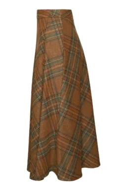 Ladies Button Swing Skirt 24 Ladies Button Swing Skirt -House Of Bruar TQ11102MAHOGANYLODENCHK 1 1