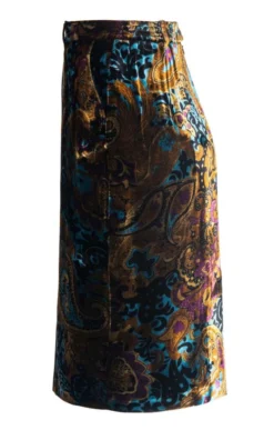 Ladies Tailored Velvet Skirt -House Of Bruar TQ11116PHEASANTPAISLEY 2