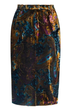 Ladies Tailored Velvet Skirt -House Of Bruar TQ11116PHEASANTPAISLEY 3 1
