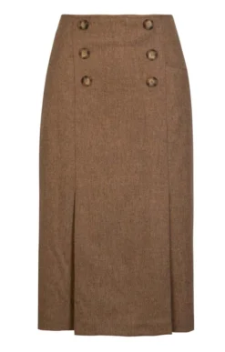 Ladies Double Vent Flannel Skirt 23 Ladies Double Vent Flannel Skirt -House Of Bruar TQ11118WHEATMEL 1