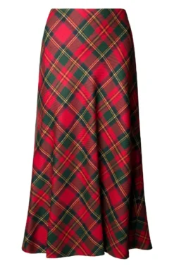 Ladies Plaid Bias Skirt 25 Ladies Plaid Bias Skirt -House Of Bruar TQ11255MUTEDRED 1