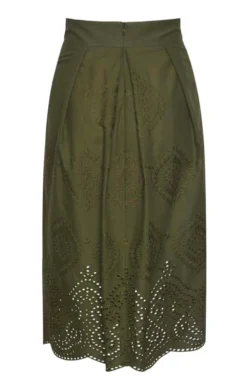 Ladies Jodie Embroidered Skirt -House Of Bruar TQ22056OLIVE 2