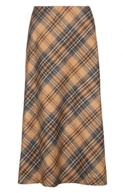 Ladies Wool Swing Skirt -House Of Bruar TQ22063CAMELNAVYCHK 2
