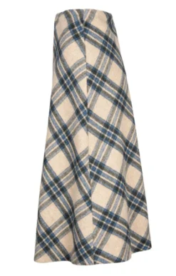 Ladies Wool Swing Skirt -House Of Bruar TQ22063ECRUBLUECHECK 1