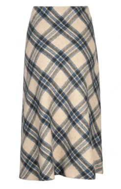 Ladies Wool Swing Skirt -House Of Bruar TQ22063ECRUBLUECHECK 2