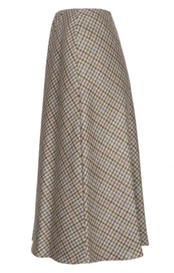 Ladies Wool Swing Skirt -House Of Bruar TQ22063GRNPINKSMLCHK 1