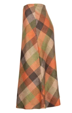Ladies Wool Swing Skirt -House Of Bruar TQ22063RUSTGREENBLKCHK 1