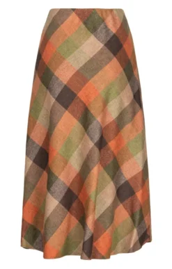 Ladies Wool Swing Skirt -House Of Bruar TQ22063RUSTGREENBLKCHK 2