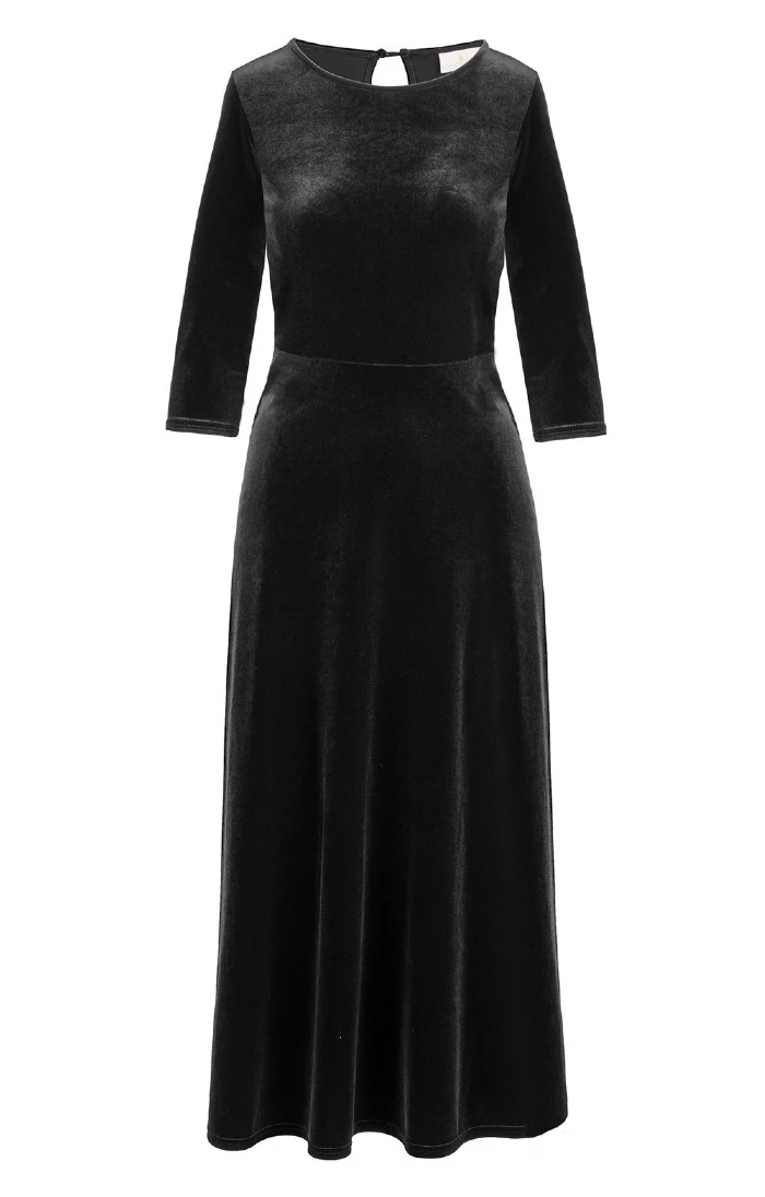 Ladies Velvet Boat Neck Dress 3 Ladies Velvet Boat Neck Dress - Image 3