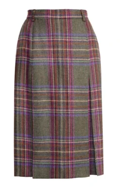 Ladies Tweed Invert Skirt 23 Ladies Tweed Invert Skirt -House Of Bruar TQ23102JUNIPERWINECHK 1