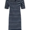 Ladies Collar Button Stripe Dress