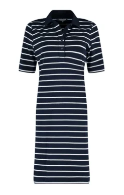 Ladies Collar Button Stripe Dress