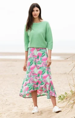 Ladies Marble Mock Wrap Ruffle Skirt