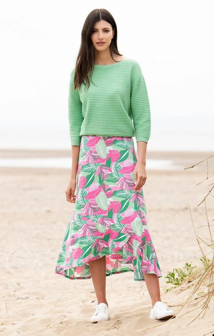 Ladies Marble Mock Wrap Ruffle Skirt 1 Ladies Marble Mock Wrap Ruffle Skirt